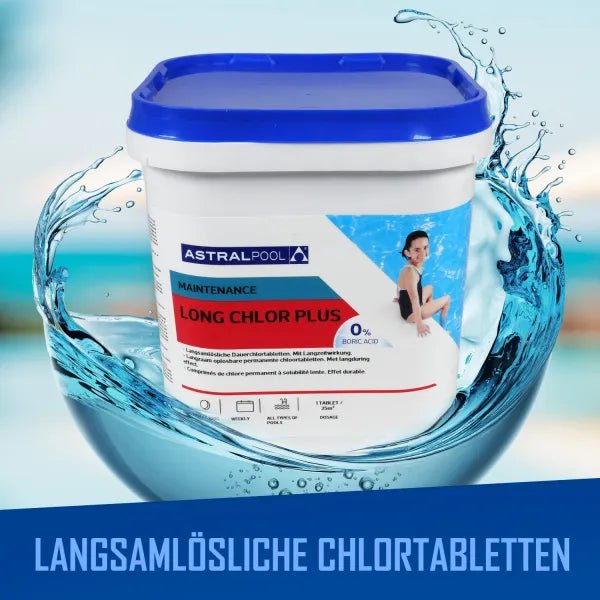 Langzeit Chlor Tabs 250 g zur Pool Dauerdesinfektion - Hytek Pool Shop
