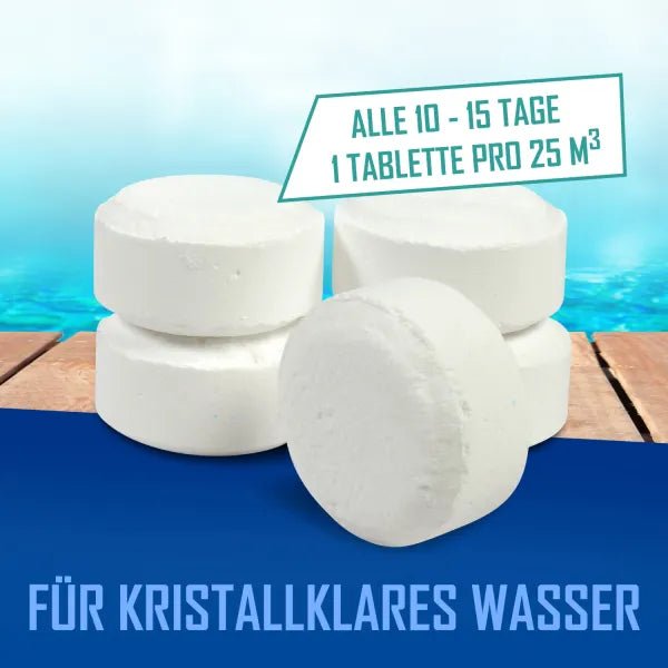 Langzeit Chlor Tabs 250 g zur Pool Dauerdesinfektion - Hytek Pool Shop