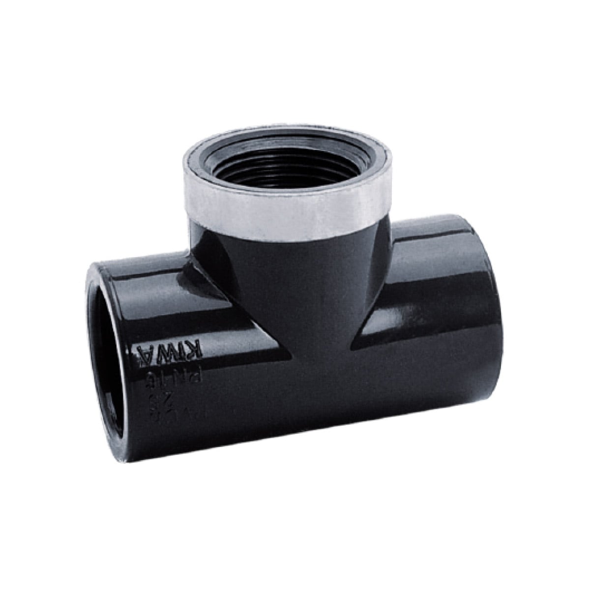 PVC T-Stück 90° d32 x 1" IG x d32 verstärkt PN16 grau - Hytek Pool Shop