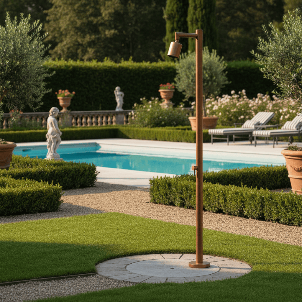 Gartendusche Frozo Rosé Edelstahl V2A mit Heizband - Hytek Pool Shop