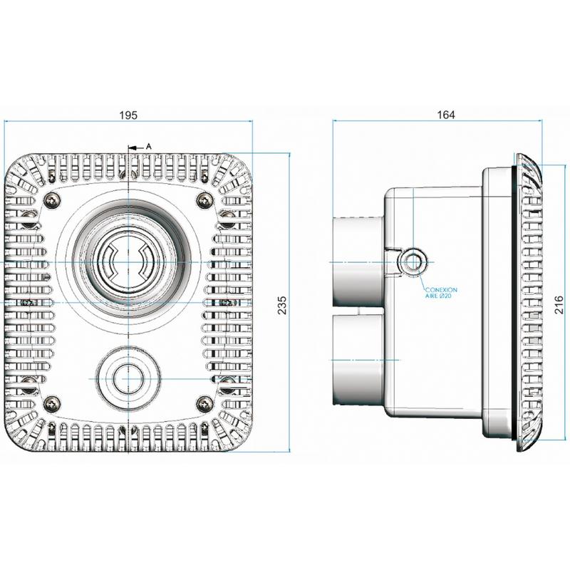 Jet-Armatur ECO eckig, KS mit PN-Taster - Hytek Pool Shop