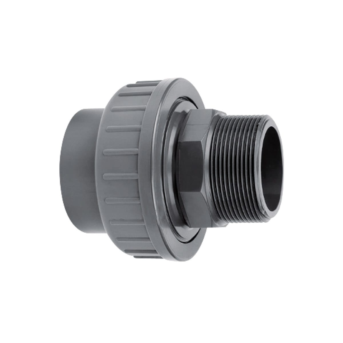PVC Verschraubung d40 x 1 1/4" AG PN16 grau - Hytek Pool Shop
