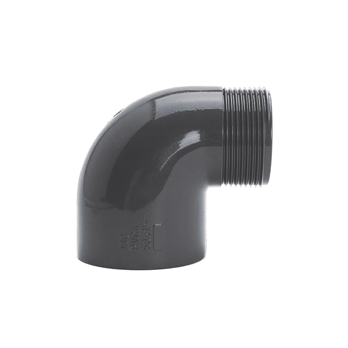 PVC Winkel 90° d50 x 2" AG PN10 grau - Hytek Pool Shop