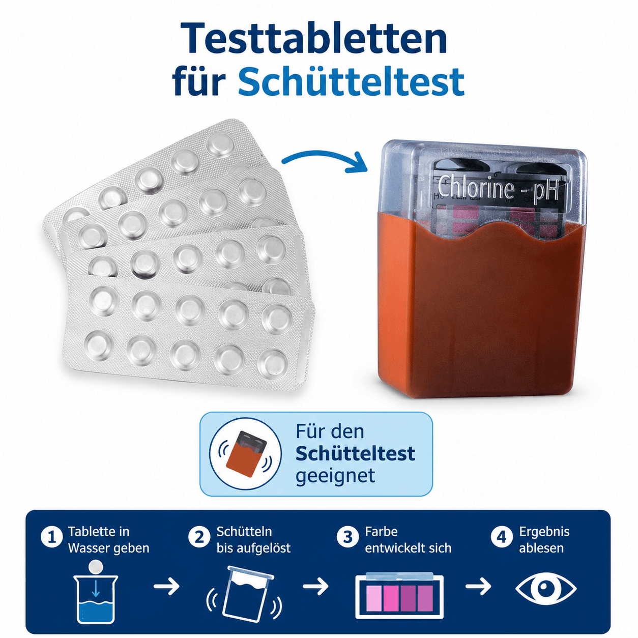 Testtabletten für Schütteltest 10 Stk. - Hytek Pool Shop